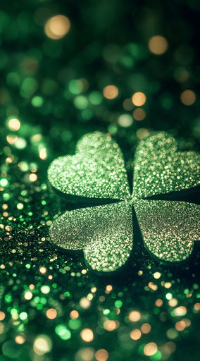 Phone wallpaper with shamrock, glitter and sparkle background