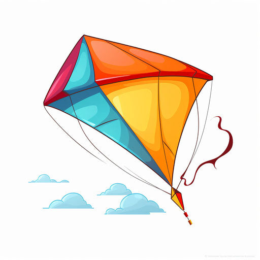 Minimalist style kite clipart on white background