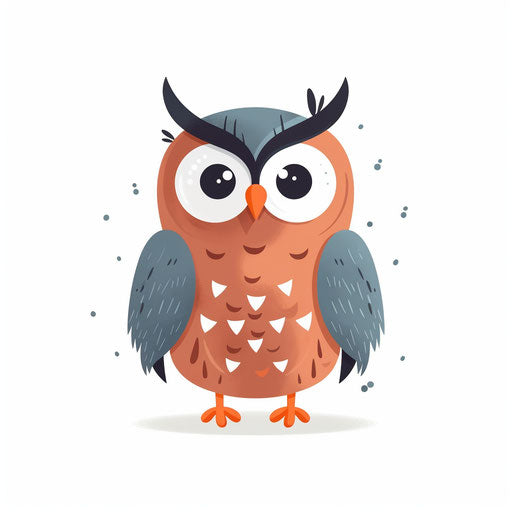 Cute owl minimalist clipart on white background