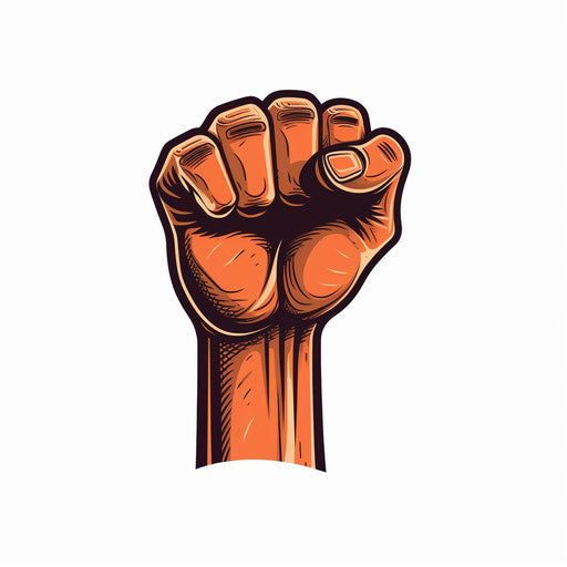 Minimalist fist clipart on white background