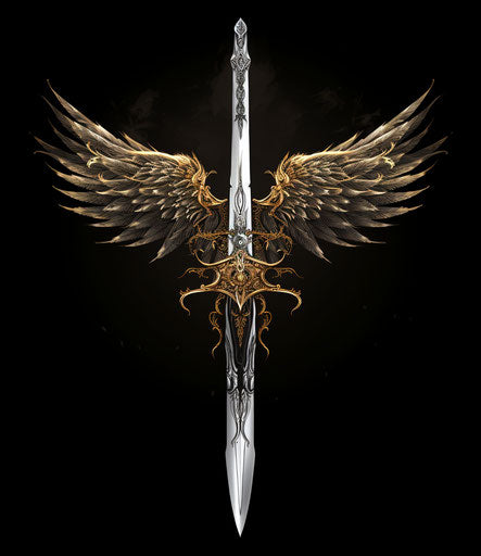 Sword with gilded wings vector illustration