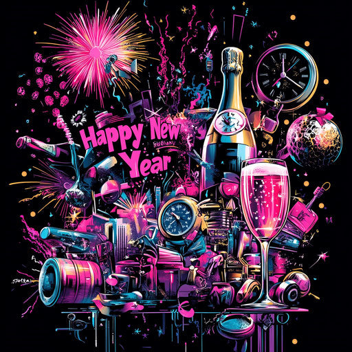 Festive Happy New Year Card Greeting Social Media Packs