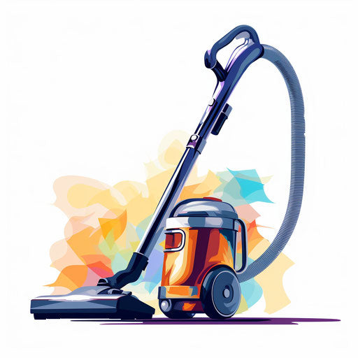 Illustration of vacuum in the style of Impressionistic Art, on white background