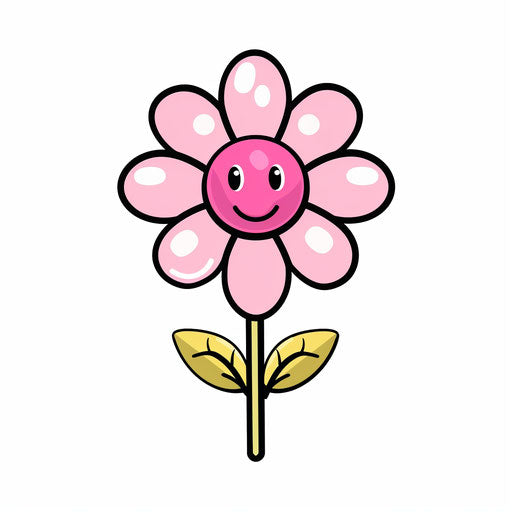 Pink flower with a smiley face