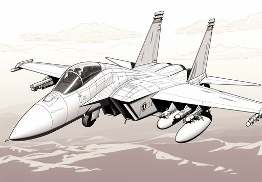 F15 fighter jet coloring pages, readymade sculpture style