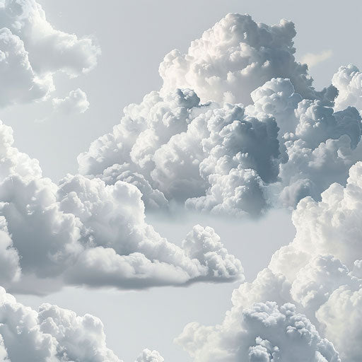 Photo realistic clouds clipart with deep shadows on white background