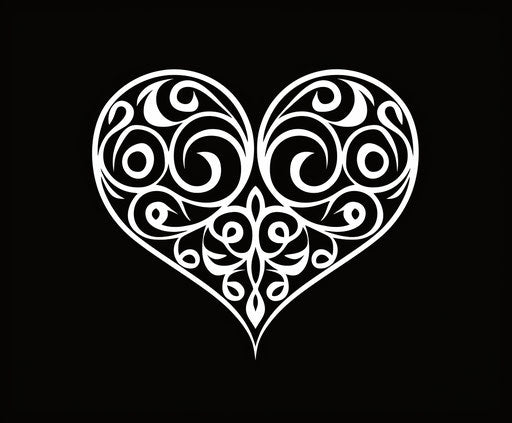 Celtic heart in romantic graffiti style, dark silver and white