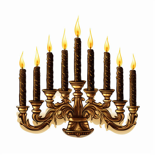 Menorah clipart in the style of Chiaroscuro Art on white background