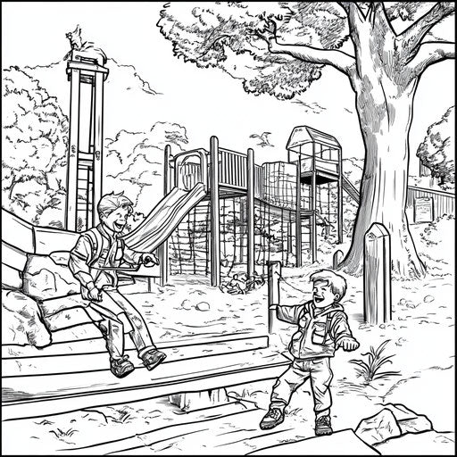 Comic book style playground in action