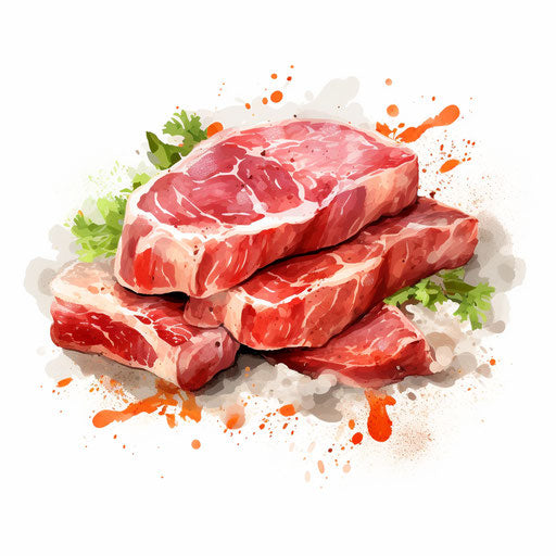 Meat clipart in the style of Impressionistic Art