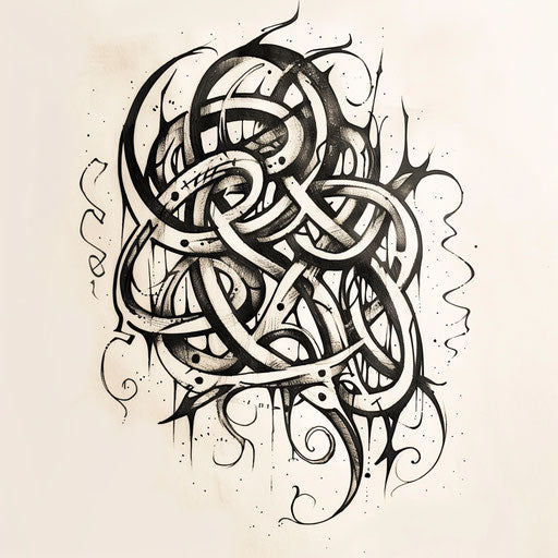 Strength and honor in Gaelic calligraphy on white canvas