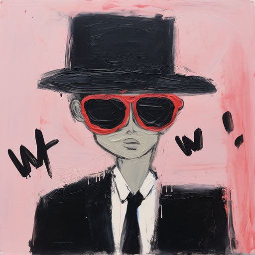 Black whatsapp dp in the style of Rose Wylie for a whatsapp profile page 1:1