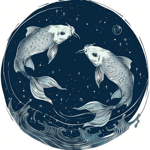 The Pisces constellation with water-like textures