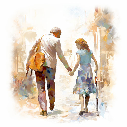 Caring clipart in the style of Impressionistic Art, on a white background