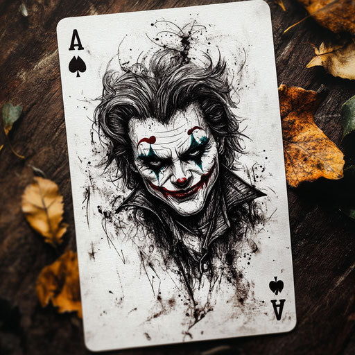 Joker card tattoo sketch with delicate lines