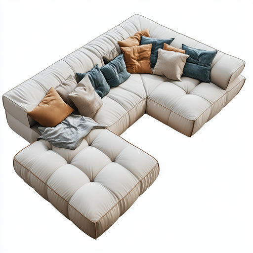 Realistic clipart of a Sectional Sofa, high-resolution, no background, isolated