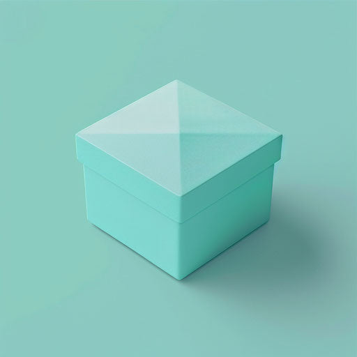 Realistic box illustration on serene aqua backdrop