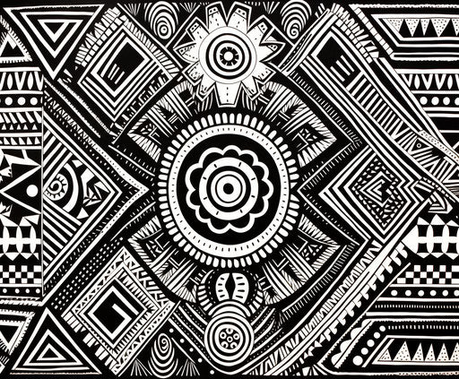 Black and white geometric design Tongan art style