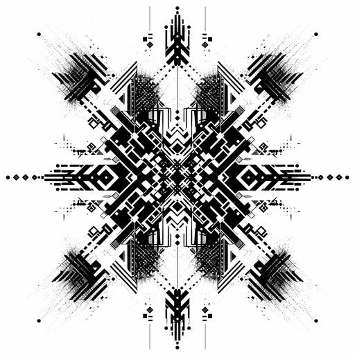 Cyber tribal optical illusion digital tribal tattoo black white