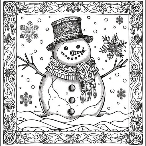 Snowman with hat, scarf, and three buttons