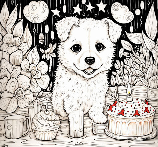 Happy birthday puppy coloring pages