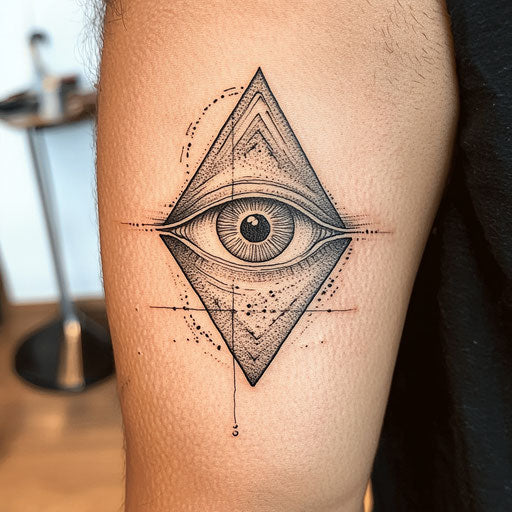 Men's inner bicep tattoo with eye of providence