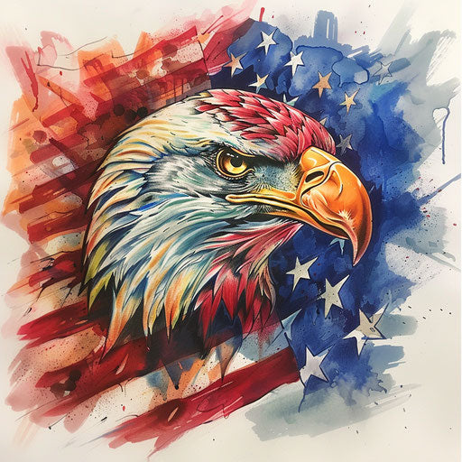 Patriotic tattoo sketch of an eagle with an American flag