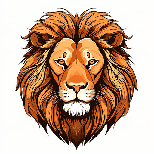 Lion face drawing in the style of Chiaroscuro Art, on white background