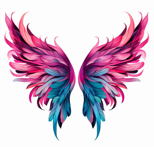 Isolated wings framed - bright colors, bold shapes