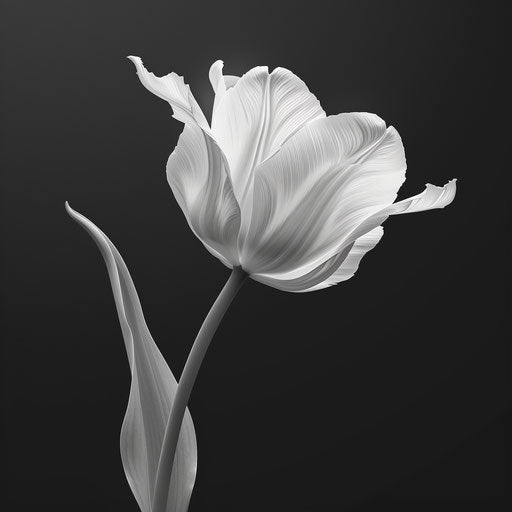 Tulip clipart in photo realistic style with a flat random background, monochrome palette and detailed wings