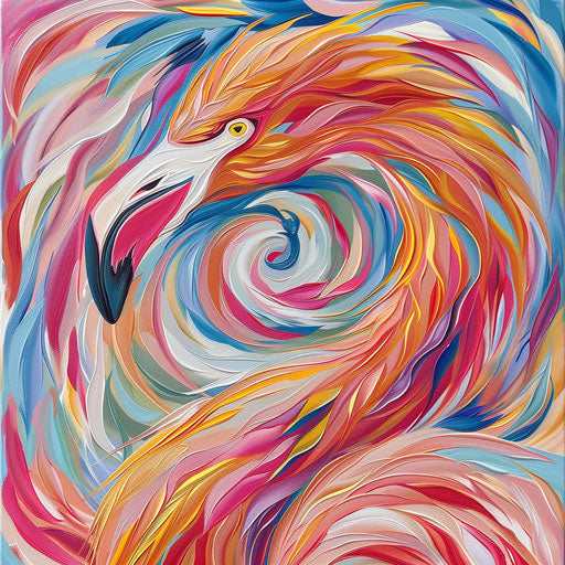 Abstract flamingo with vibrant swirling colors