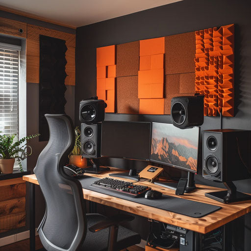 Home office with acoustic panels for podcasting
