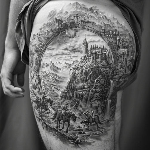 Epic mythological journey for men - thigh tattoos