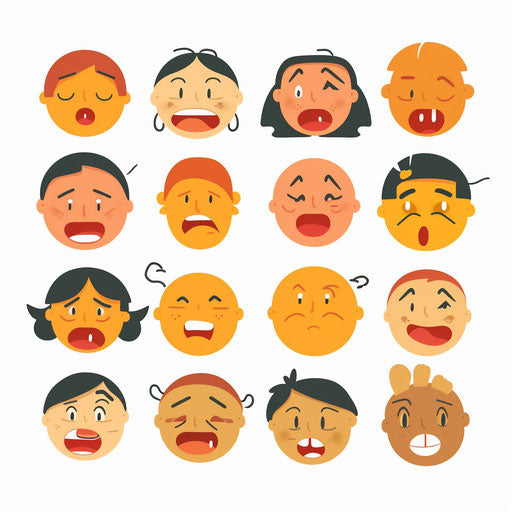 Minimalist style emotions clipart, on white background