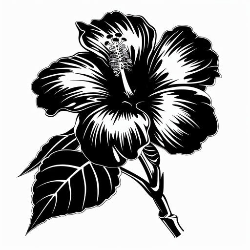 Minimalist flat tattoo sketch of a Hawaiian flower