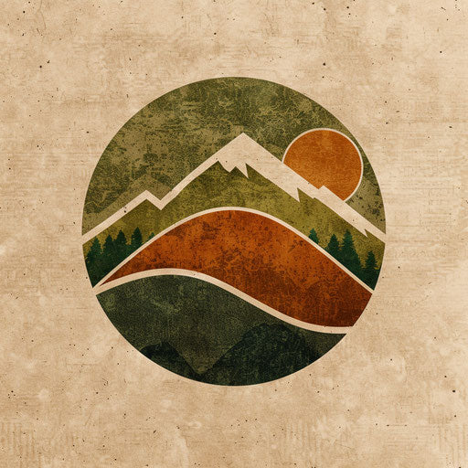 Company logo with vintage fonts and earthy colors on textured paper background