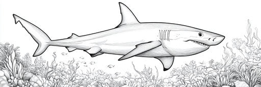 Very Simple Shark Coloring Book Page