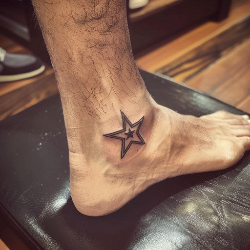 Minimalist star foot tattoos, Ami James style