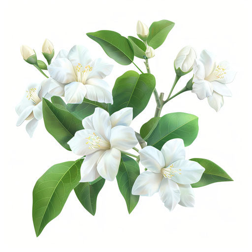 Photo realistic jasmine clipart on flat white background