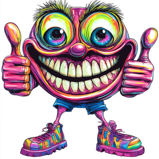 Humorous caricature of laughing clipart with thick eyelashes, big feet