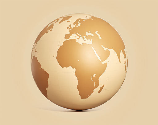 Earth globe intaglio style, earth tones, light beige and pale yellow