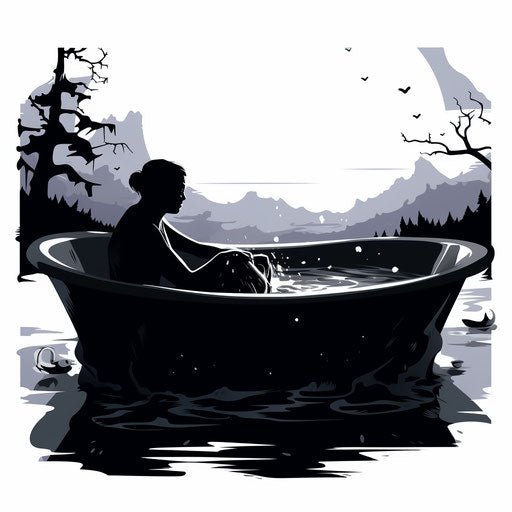 Bathtub illustration in the Chiaroscuro Art style