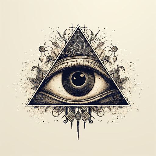 All seeing eye in triangle: minimalist drawing
