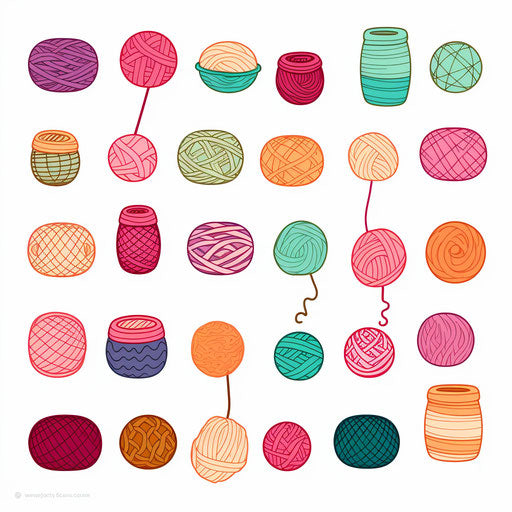 Crochet Clipart in Minimalist Art Style: 4K & Vector
