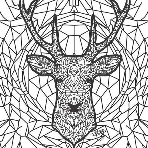 Adult coloring pages with a deer head on the cover, in intricate mosaic style