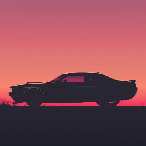 Car silhouette on random flat background, minimalist design