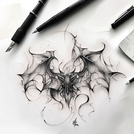 Elegant tattoo sketch of a Batok design with delicate curves and soft gradients