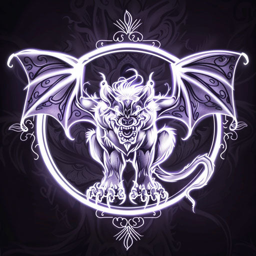 Luminous gargoyle with glowing effects in tattoo style