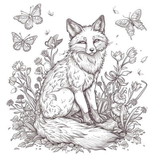 Nature fox with butterflies in Teagan White style