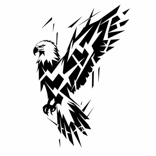 Minimalist eagle silhouette, geometric tattoo design